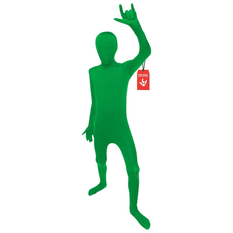 Morphsuits Green Bodysuit Costume for Kids, Green Screen Suit for Kids, Body Suit for Child, Fun Halloween Dress-Up, Medium - Image 1